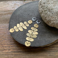 Floral Folklore River Rock drop earrings, hammered brass floral oval earrings