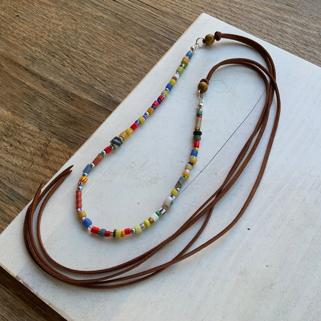 Rainbow African glass bead Hat band, colorful bead Hat Band