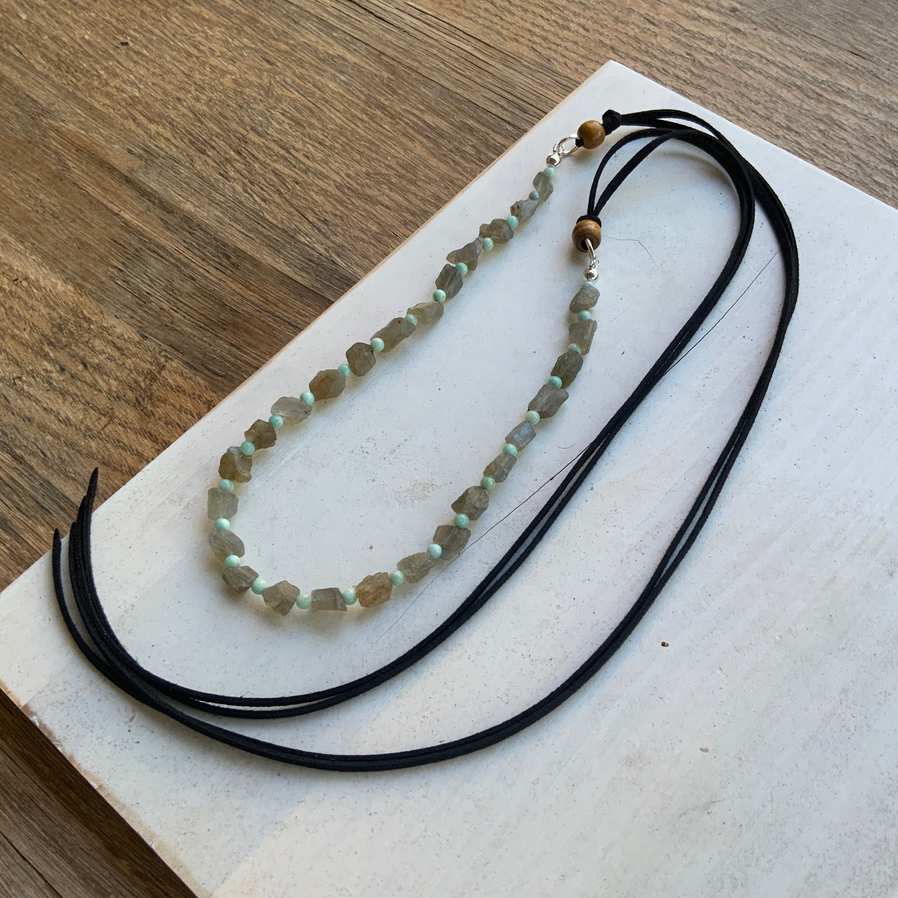 Crystal Hatband, Raw Labradorite and Amazonite Hat Band