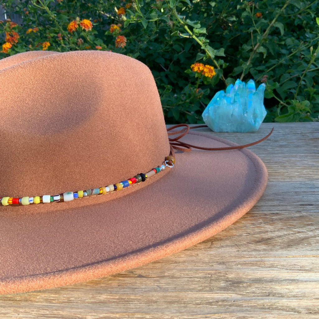 Rainbow African glass bead Hat band, colorful bead Hat Band