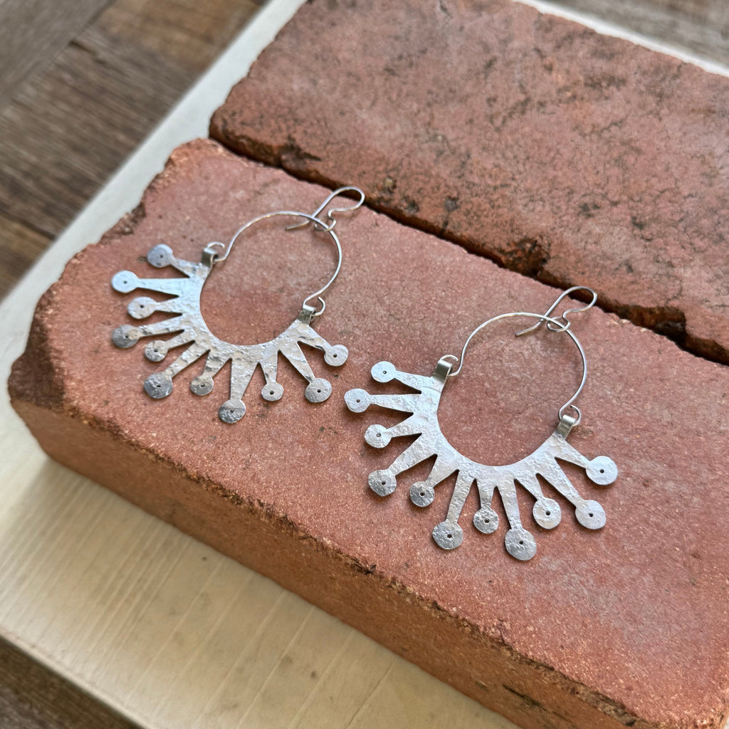 Atomic Sunburst Hoop Earrings: Mid Century Modern Inspired