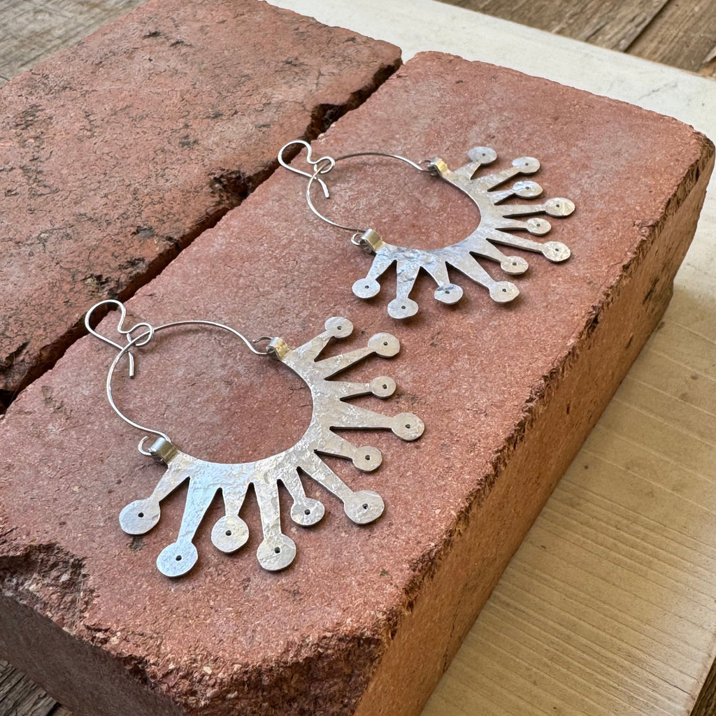 Atomic Sunburst Hoop Earrings: Mid Century Modern Inspired