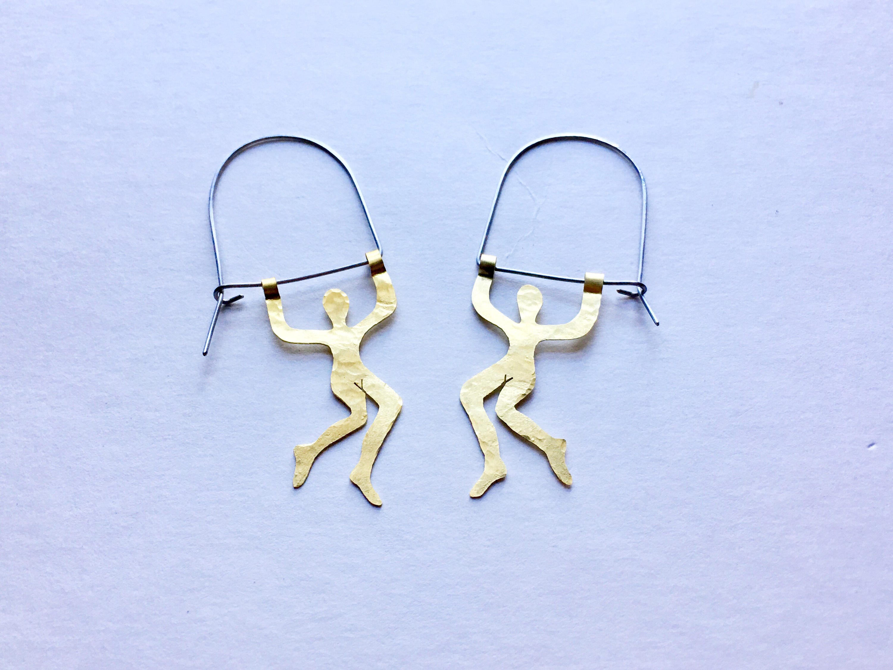 Small Trapeze Artist Hoop Earrings: Handmade Circus Jewelry