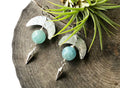 Handmade Crescent Moon Aquamarine Earrings: Aluminum & Stainless Steel