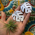 Handmade Monstera Leaf Dangle Earrings: Aluminum Tropical Jewelry