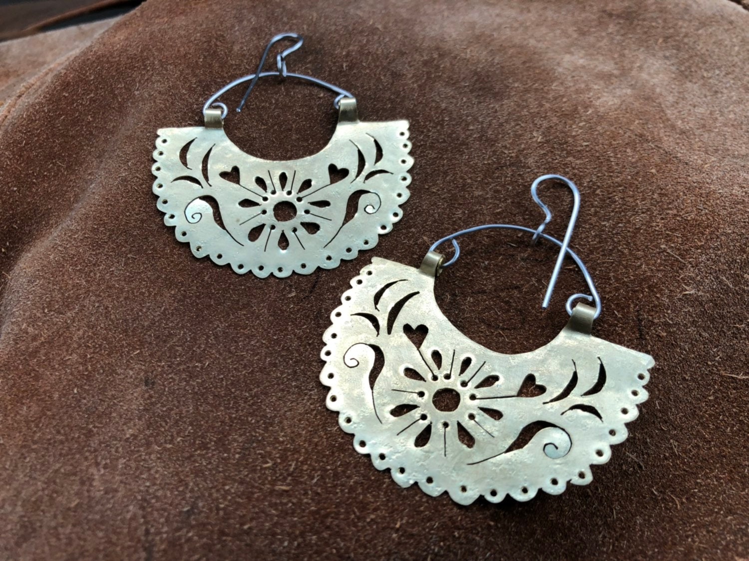 Handmade Metal Papel Picado Earrings: Fiesta Jewelry