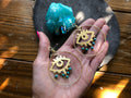 Handmade Brass Eye Earrings: Magnesite Bead Dangle Earrings