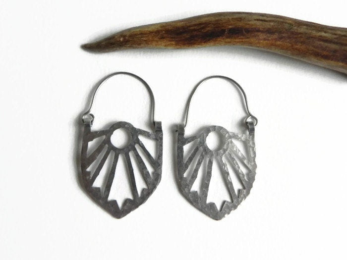 Art Deco Brass Statement Earrings: Handmade Geometric Jewelry
