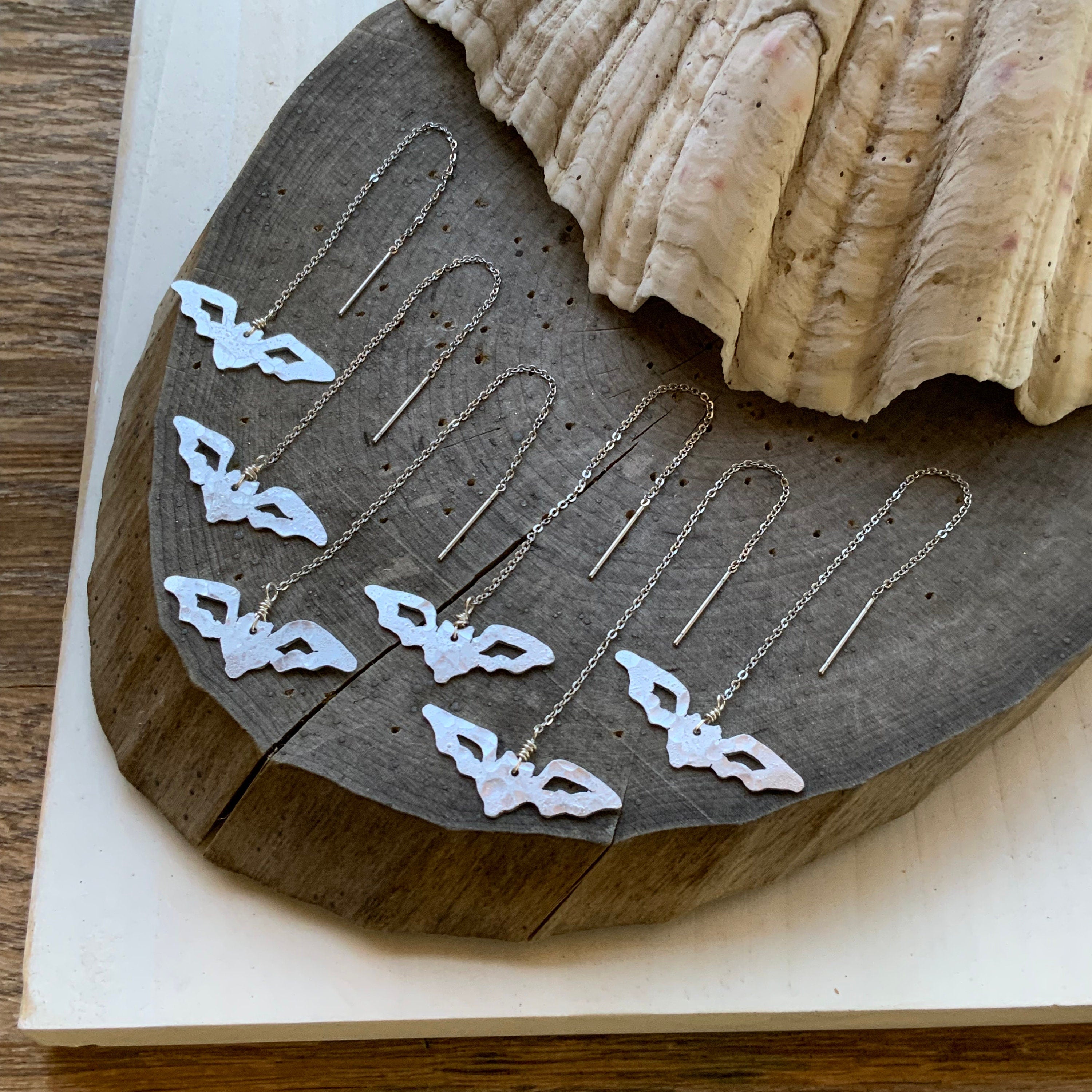 Bat Threader Earrings: Handmade Dangle Jewelry