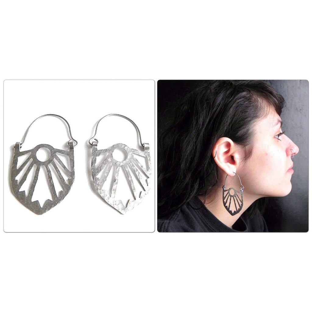 Art Deco Brass Statement Earrings: Handmade Geometric Jewelry