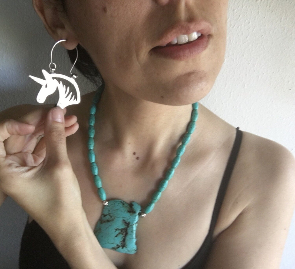 Handmade Unicorn Hoop Earrings: Aluminum or Copper